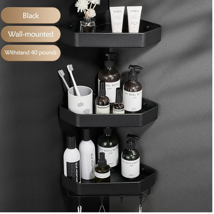 3x Corner Bathroom Kitchen Shelving Organizer Steel Bathroom Rack Towel Holder