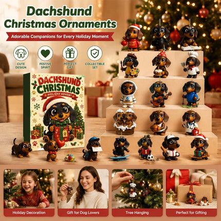 Dachshund Advent Calendar 24 Days Christmas Countdown Acrylic Ornament Gift