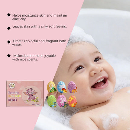 6Pcs Dinosaur Egg Bath Bombs For With Surprise Toys Inside Bath Salt Ball