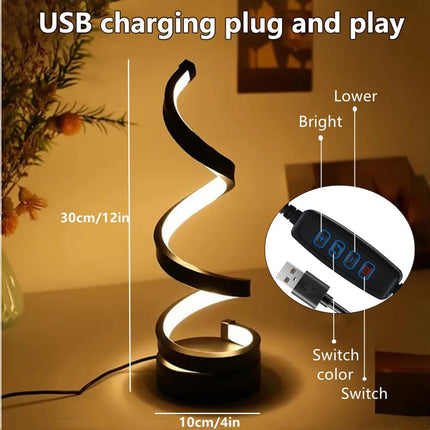 LED Table Lamp Dimmable USB Desk Light Bedside Reading Night Light Spiral Lamp