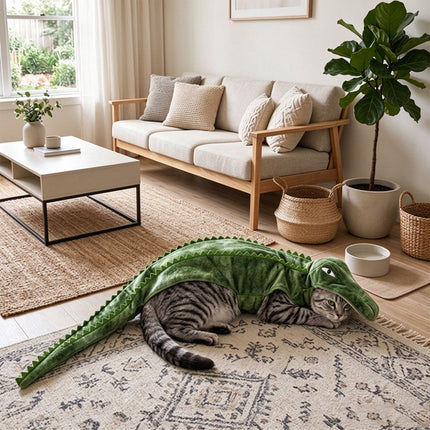 Novelty Alligator Dog Cat Outfit Plush Dog Crocodile Suit Halloween Pet Costume