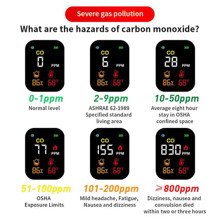 3-in-1 Portable Carbon Monoxide Detector Outdoor Camping Carbon Monoxide Alarm