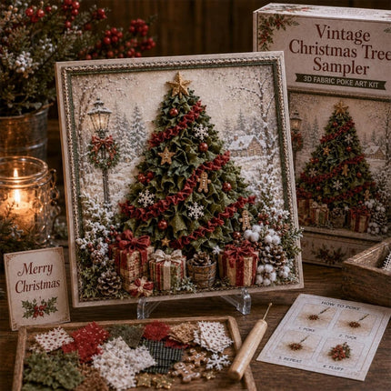 3D Christmas Fabric Poke Art Kit, DIY Punch Craft Set with Frame Decor  Christmas tree Set