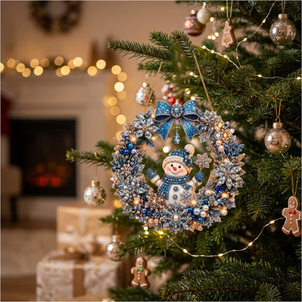 Unfinished Christmas Snowman Diamond Painting Kit Xmas Ornament Kit Window Decor Style A