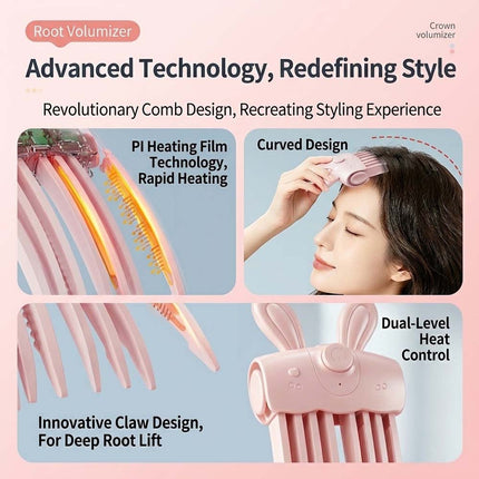 2Pcs Electric Cordless Heated Hair Volume Clip - Root Clips for Curly Hair Volume White+Pink