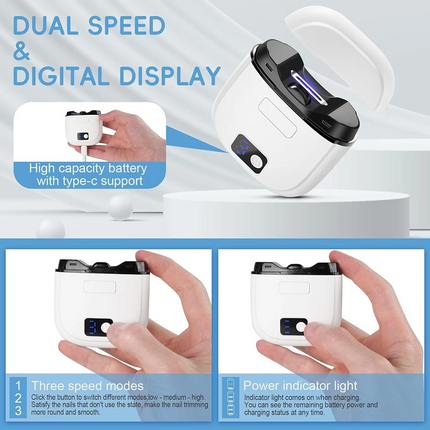 Automatic Electric Toe Nail Clippers With Light Trimmer USB Rechargeable