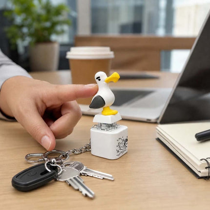 4Pcs Seagull Keychain,Button with Sound Rechargeable Keyboard Clicker Fidget
