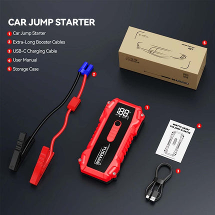 7000A Car Jump Starter Pack Power Bank LED LCD Battery High Booster Charger