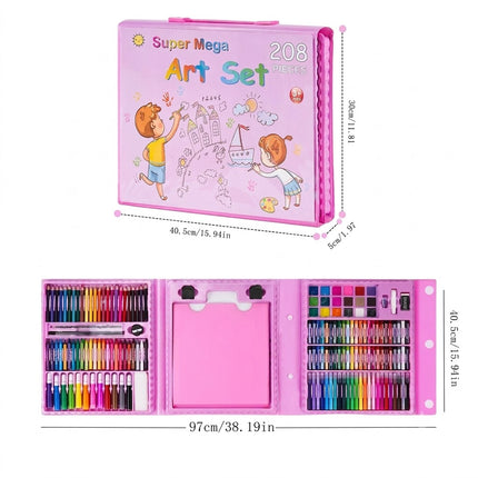 208PCS   Art Set Box Case Paint Draw Drawing Colour Pencils Pastels Gift Kit