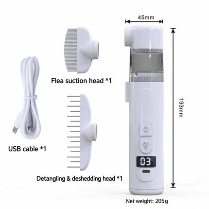 2-in-1 Electric Pet Grooming Brush & Flea Comb, Rechargeable Detangling Brush
