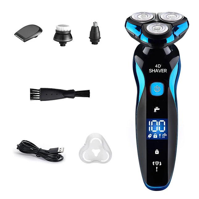 Mens Electric Shaver Razor Wet Dry Rotary Cordless USB Rechargeable Charging