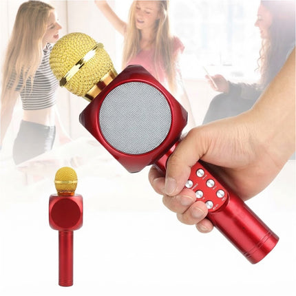 Bluetooth Wireless Handheld Microphone Built in Speaker Portable Karaoke Party Red