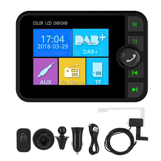 2.4" In-Car DAB/DAB+ Digital Radio Adapter LCD FM Transmitter USB