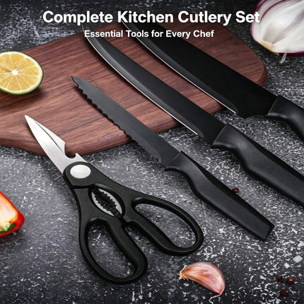 Professional 14Pcs Kitchen Knife Set with Wooden Block & Built-In Sharpener