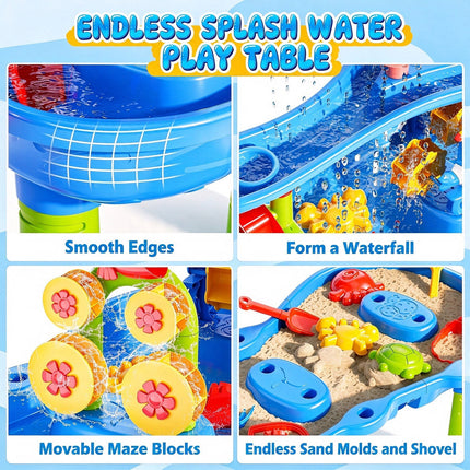 3-Tier Outdoor Sand & Water Activity Table, Beach Table Toys for Home Patio Gift
