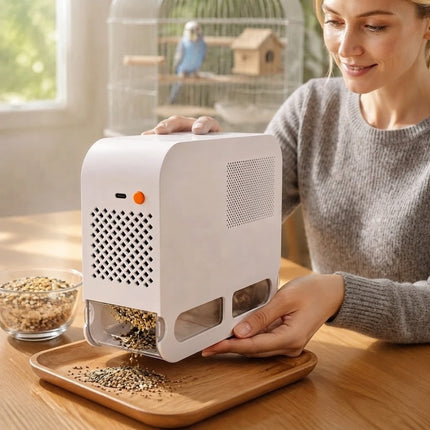 Parrot Bird Food Winnower Grain Husk Separator and Seed Sifting Mixer Cleaner (White)