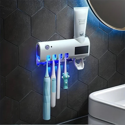Toothbrush Holder Sensor UV Sanitizer Automatic Toothpaste Dispenser Squeezer
