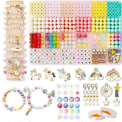 1340Pcs Flat Clay Beads+Round Loose Beads+Pendants Kit Craft DIY For Bracelet