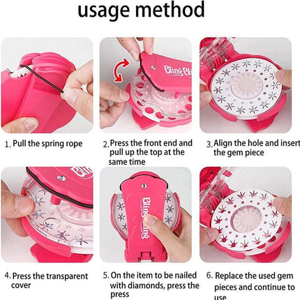 Diamond Hair Sparkle Stapler Machine Tools Kit Gems for Shirt Decor Girls Hair Makeup