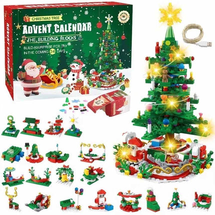 24PCS Advent Calendar 2026 Christmas Tree Building Set Boxes Countdown Block