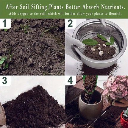 Stainless Steel Garden Potting Bonsai Compost Soil Sieve Set with 5 Mesh Sizes