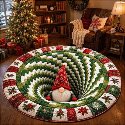 Christmas 2D Flat Printed Rug - Santa Claus Quilted Round Mat, Non-Slip Rugs 80CM