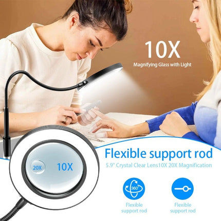 3in1 Floor 10X 20X Magnifying Glass with Light & Stand Dimmable Magnifying Lamp