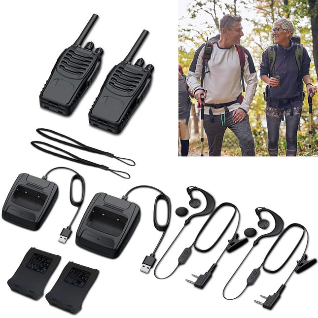 2pcs  Walkie-talkie UHF 400-470MHz Built in Flashlight + Earbud