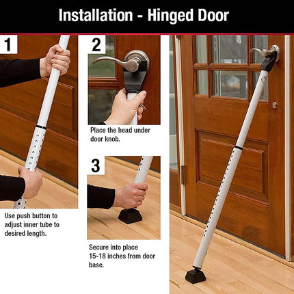 Adjustable Door Handle Home Security Bar Rod Brace Jammer Lock Stopper
