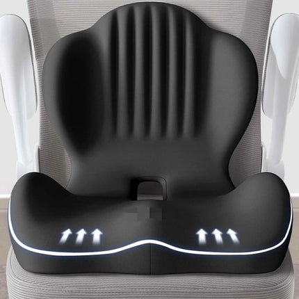 Black Memory Foam Seat Cushion w/Lumbar Support Pillow for Back & Sciatica Pain Relief