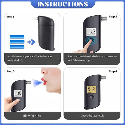 Portable BAC Test Device Dual Sensor Breathalyser Alcohol Tester LCD Display