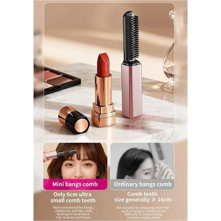 Rose Gold Cordless Mini Hair Straightener Brush USB Rechargeable