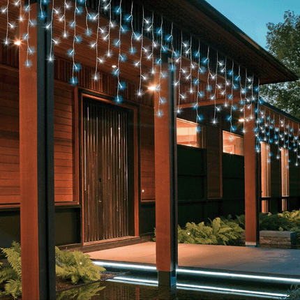 480 LED 14.5m Blue & White Solar Icicle Christmas Lights with 8 Functions