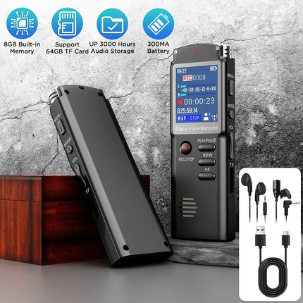 Digital Voice Recorder Dictaphone Audio MP3 Player Sound Voice Recording Device