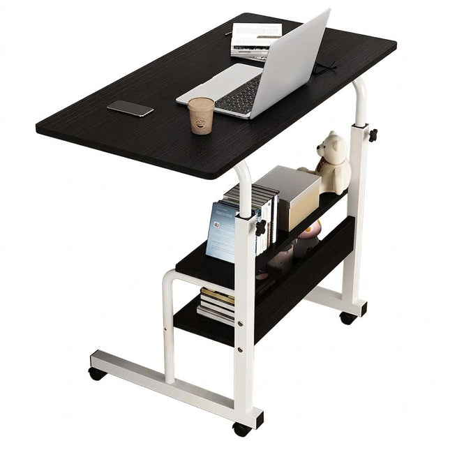 Mobile Laptop Desk Adjustable Computer Table Stand Bed Bedside Portable Study Black