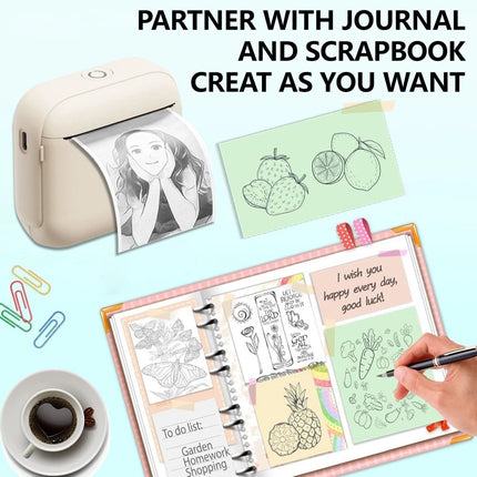 Mini Pocket Thermal Printer Bluetooth Wireless Photo Notes Inkless Sticker Paper