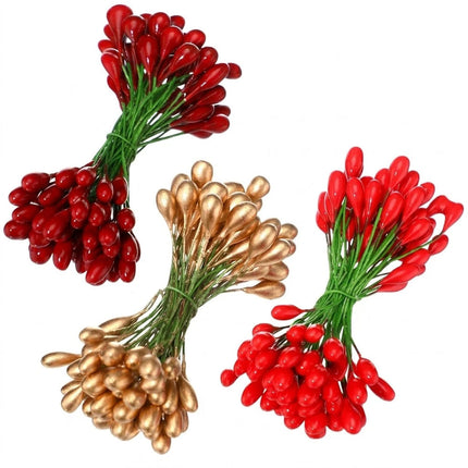 150 Pcs Artificial Berry Stems Double Head Christmas Tree Ornaments Floral Picks