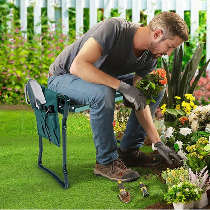 3-IN-1 Garden Kneeler, Padded Seat Stool with Gardening Work Tool Bag