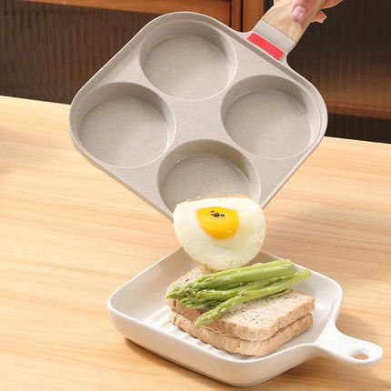 Non-Stick Egg Maker 4 Cup Pancake Burger Frying Pan Fried Egg Breakfast Cookware White