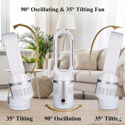 Bladeless Tower Fan 3In1 CoolHot Purifier Remote Control Space Heater Airflow Purification