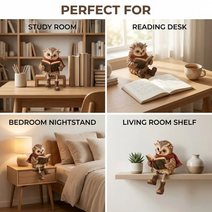 Reading Owl Resin Figurine Rustic Country Style Tabletop Ornament for Home Decor