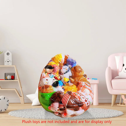 150L Clear Stuffed Animal Bean Bag Chair Cover Plush Toys Storage Organizing