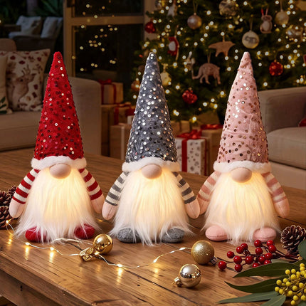Christmas Gnomes Light Up Christmas Decorations Plush Goblin Set