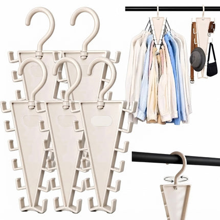 V-shaped Double Sided 360° Rotating Hanger 12 Hooks for Wardrobe Storage (5PCS)