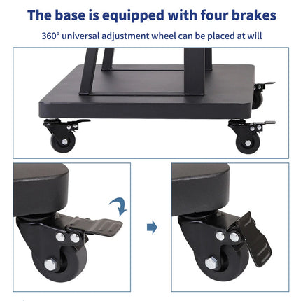 Mobile Rolling TV Floor Stand Mount, Universal Flat Panel Bracket for 32-100 Inch TVs