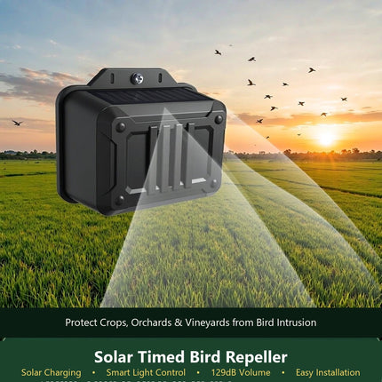 1PCS Waterproof Bird Repellent Outdoor Solar Bird Deterrent for Geese 129dB