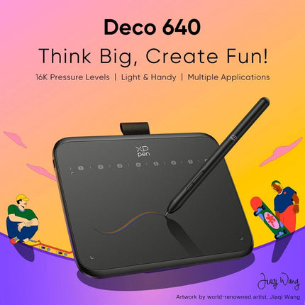 XP-Pen Deco 640 Graphics Tablet 16K Pressure Levels 16x9cm Drawing Area