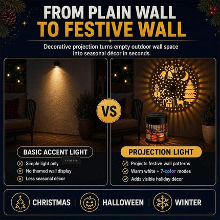 Solar Outdoor Decorative Wall Santa Claus Projection Light Christmas Decor