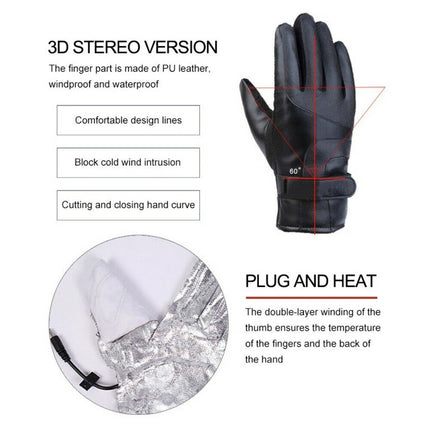 Unisex Electric Heated Gloves Skiing Motorcycle Winter Warm Touch Screen Outdoor