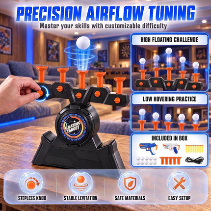 Hover Ball Floating Target Shoot Game, Dual Blaster Foam Dart Shooting Set